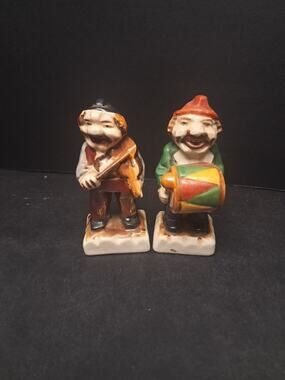 🤡 Occupied Japan Figurines Set includes Two Musicians Ceramic 4" Vintage Decor